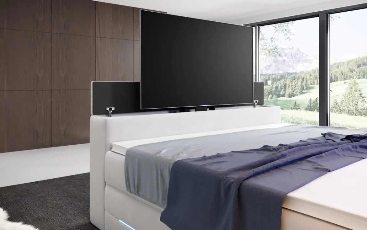 Boxspringbett Pluto mit TV Lift, RGB und Stauraum
