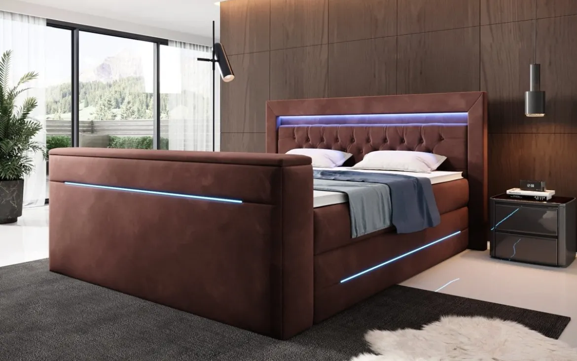 Boxspringbett Pluto mit TV Lift, RGB und Stauraum