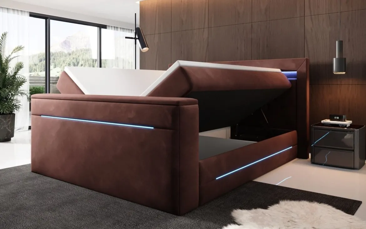 Boxspringbett Pluto mit TV Lift, RGB und Stauraum