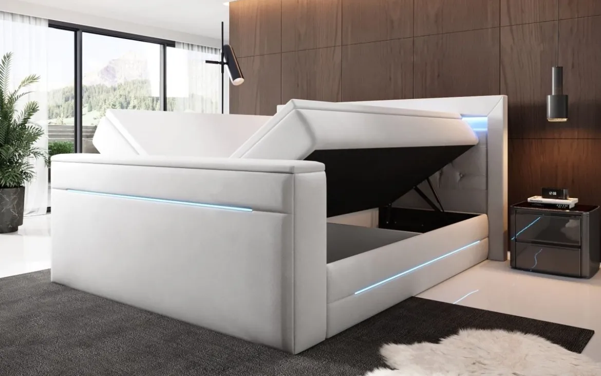 Boxspringbett Pluto mit TV Lift, RGB und Stauraum