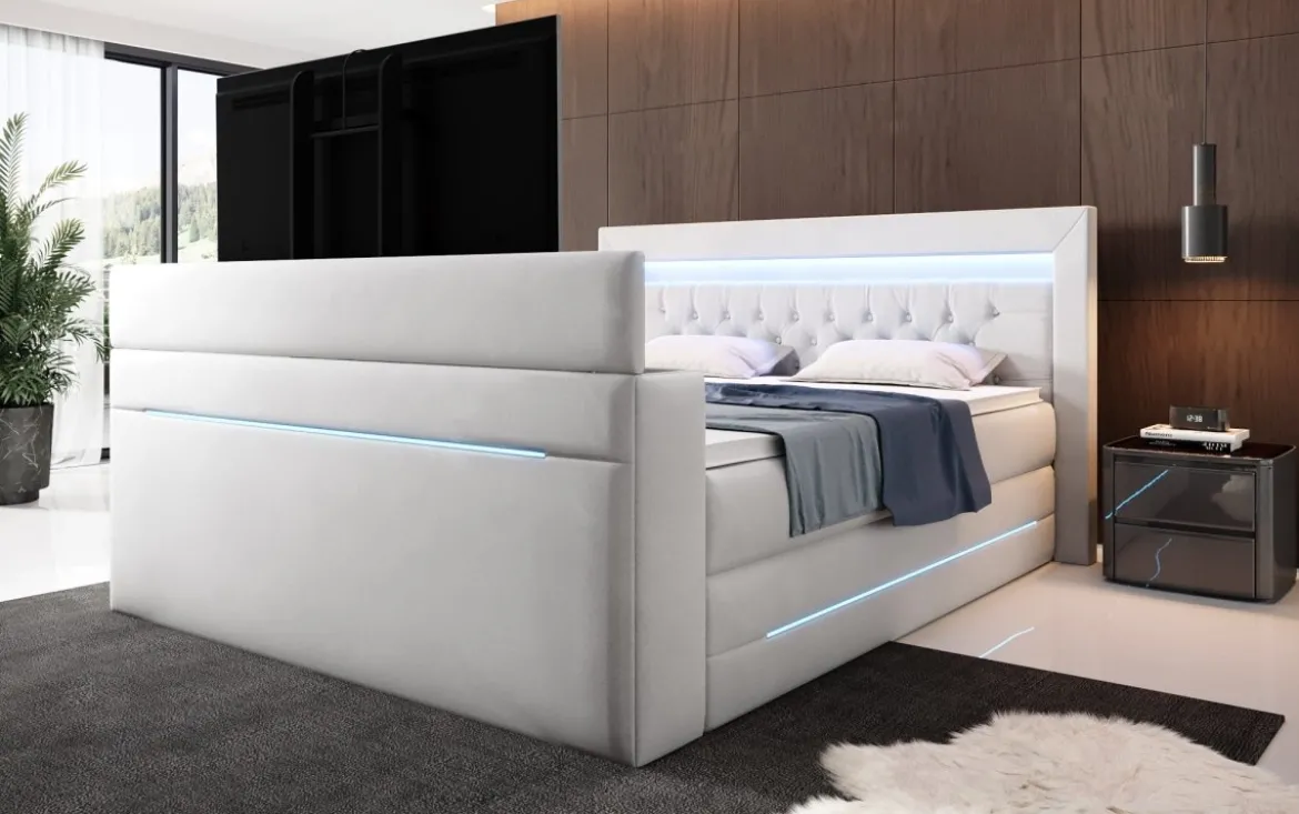 Boxspringbett Pluto mit TV Lift, RGB und Stauraum
