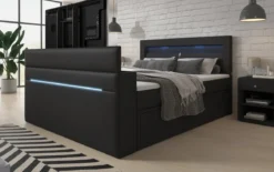 Boxspringbett Reposito mit TV Lift, USB, LED und Stauraum