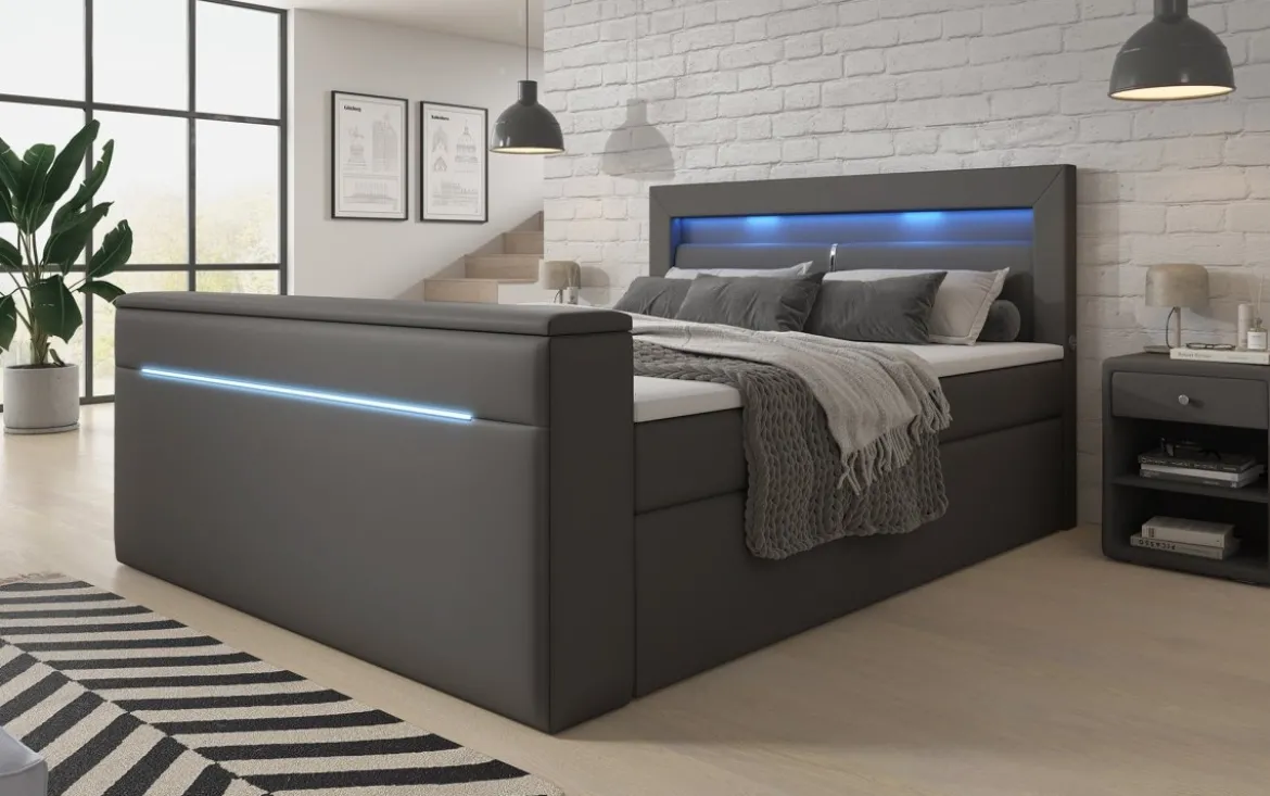 Boxspringbett Repos mit TV Lift, USB und LED