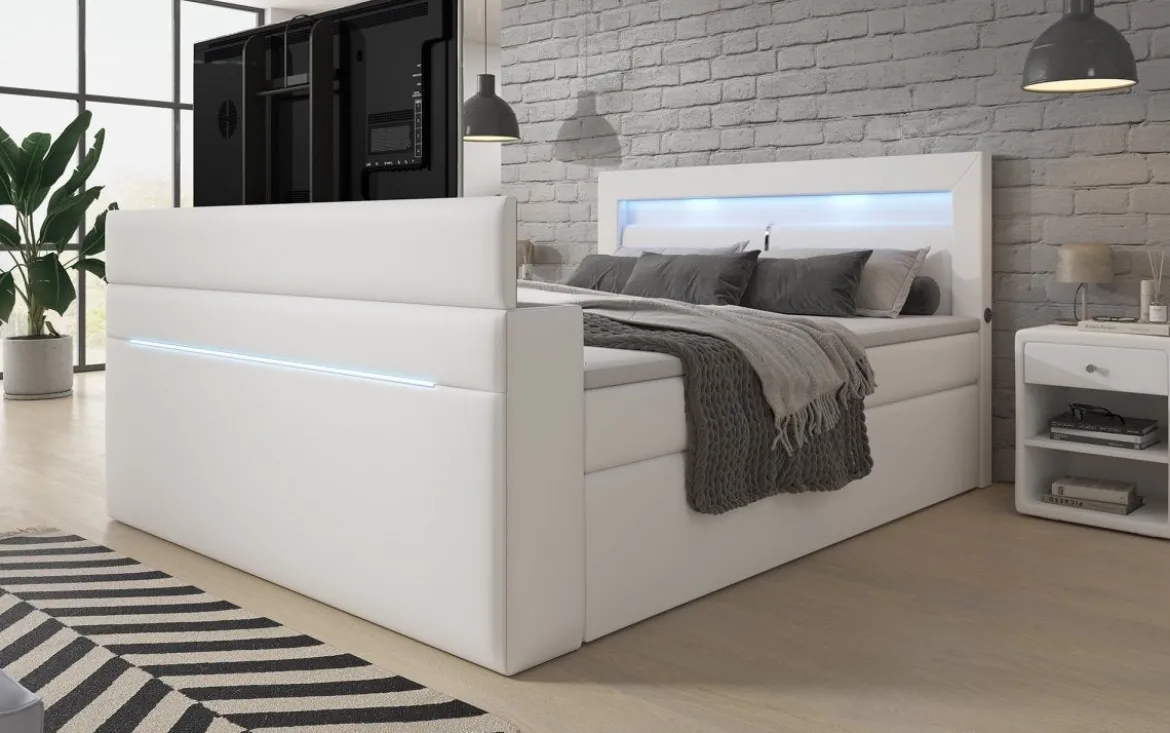 Boxspringbett Repos mit TV Lift, USB und LED
