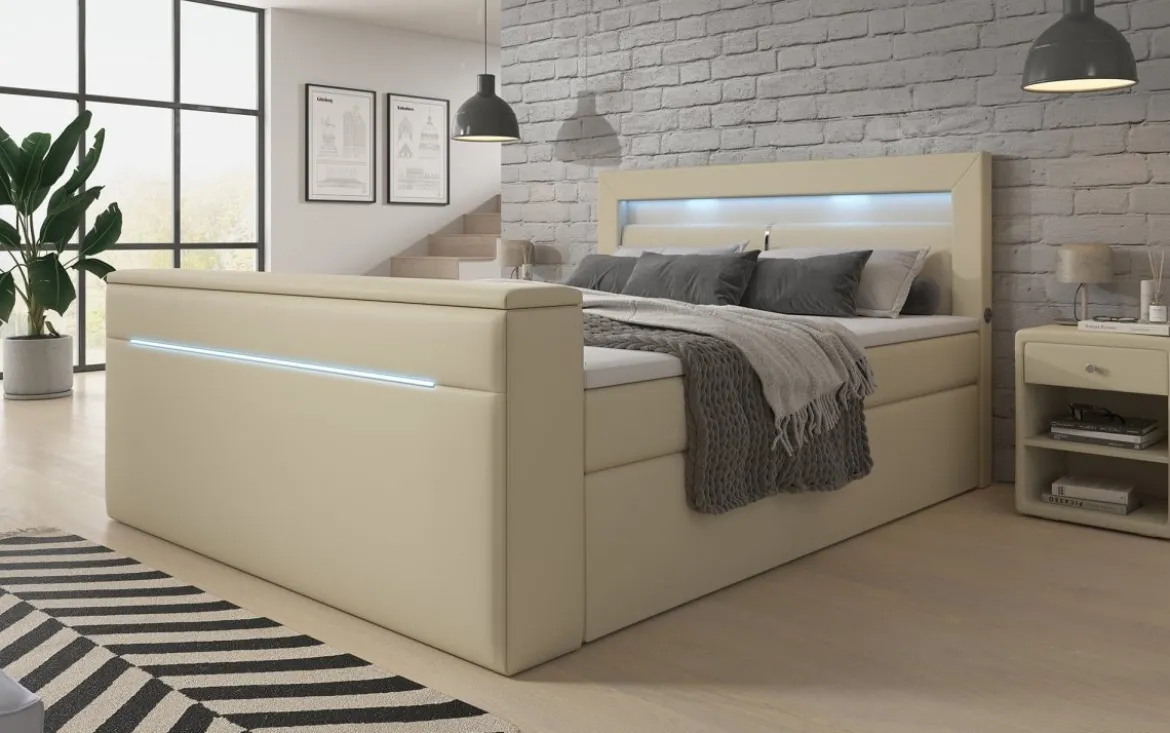 Boxspringbett Repos mit TV Lift, USB und LED