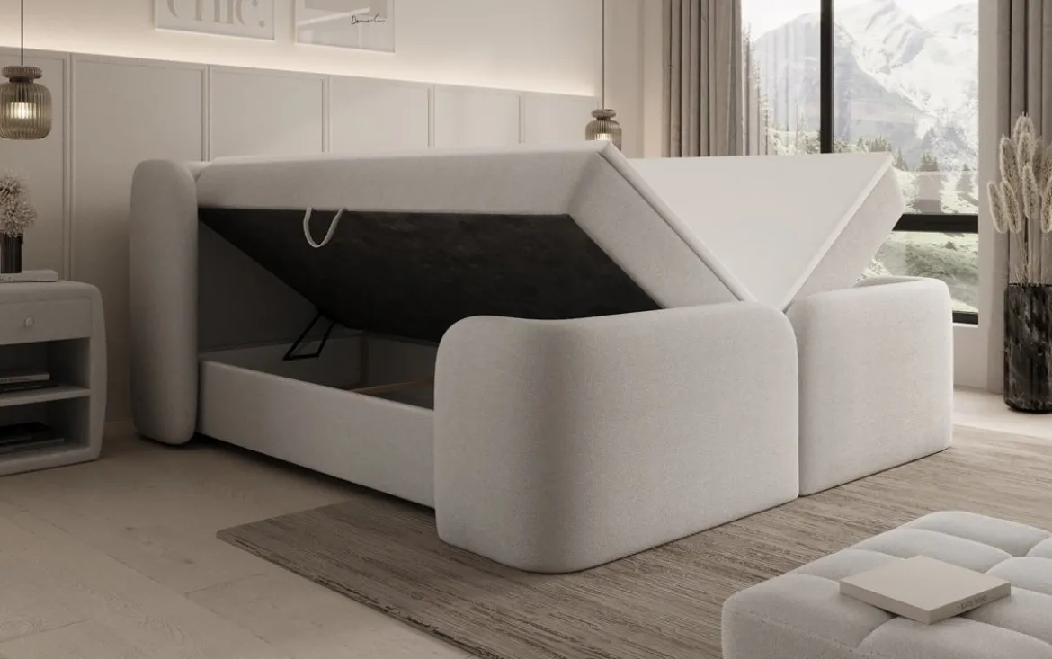 Boxspringbett Riva Bouclé mit Stauraum