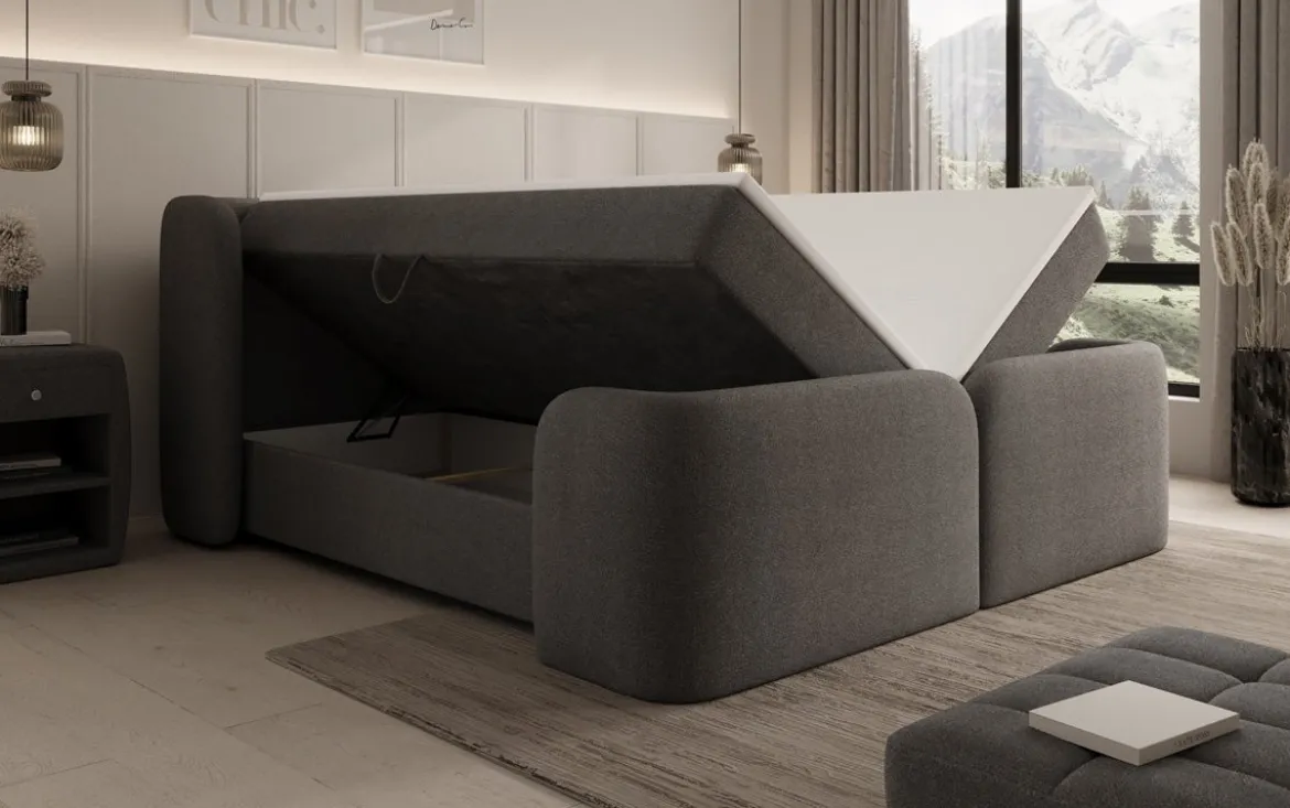 Boxspringbett Riva Bouclé mit Stauraum