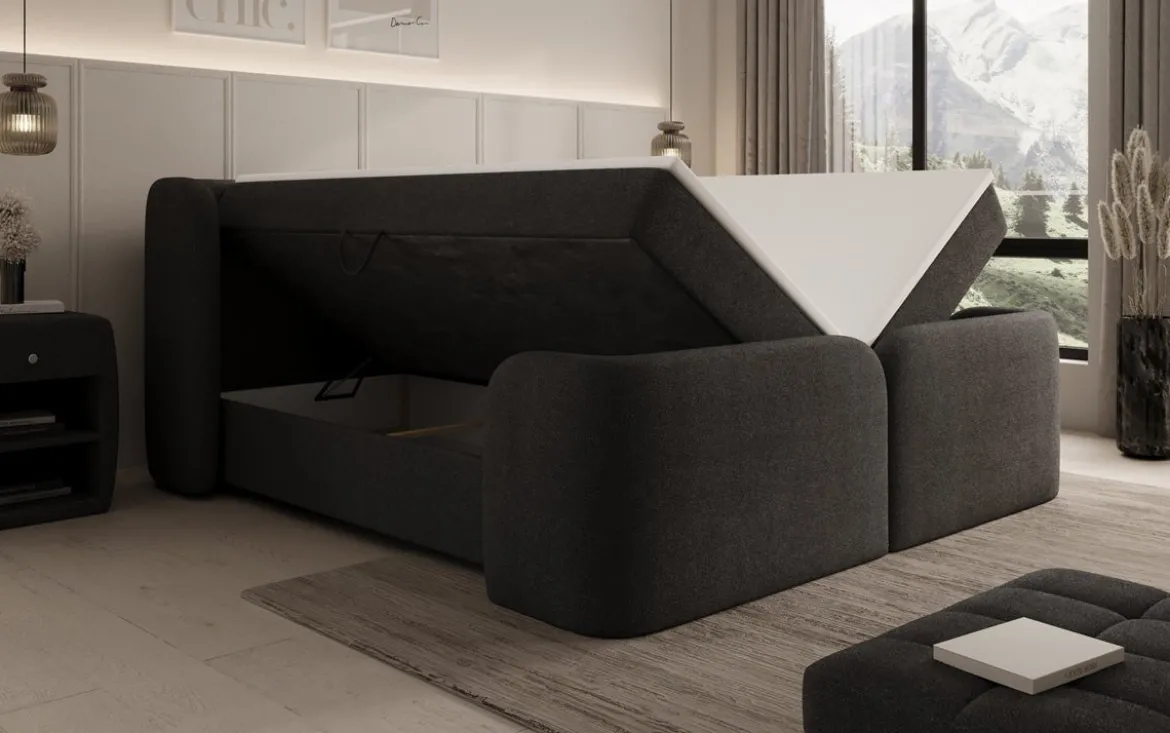 Boxspringbett Riva Bouclé mit Stauraum