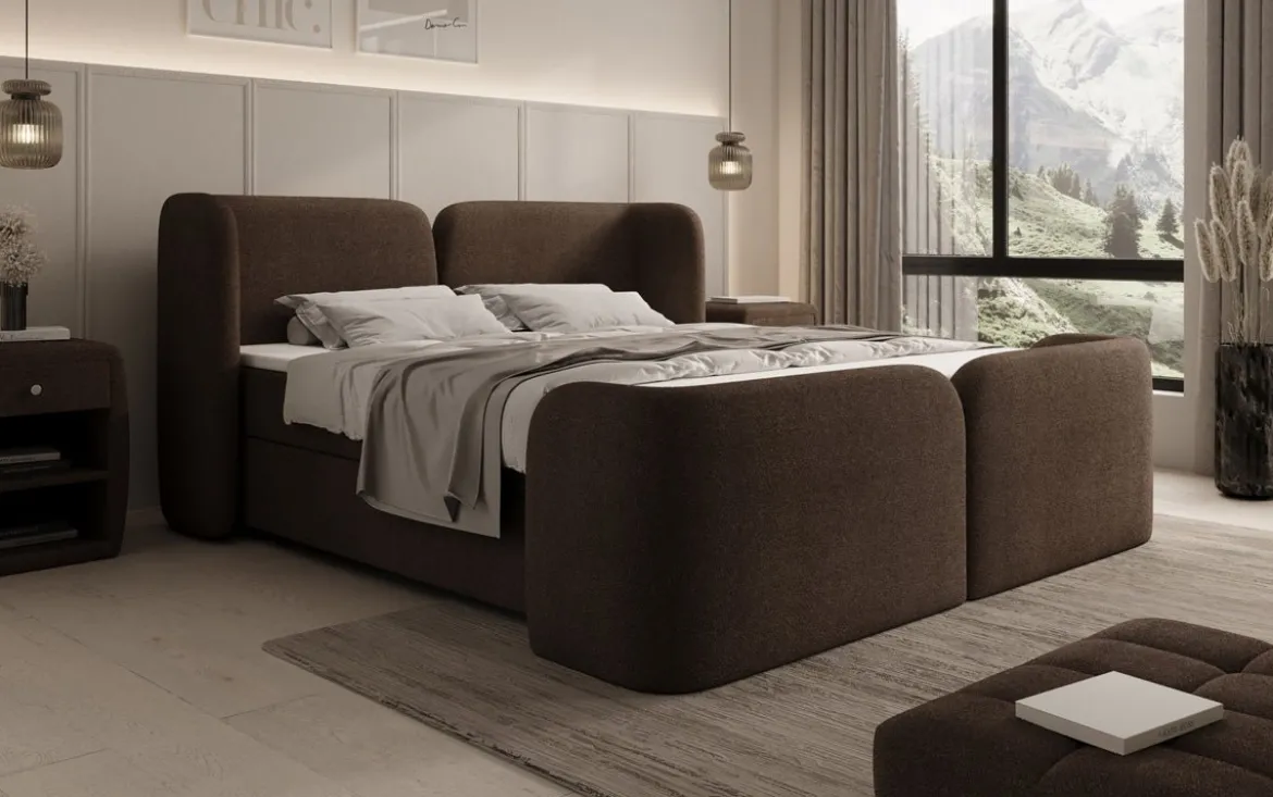 Boxspringbett Riva Bouclé mit Stauraum