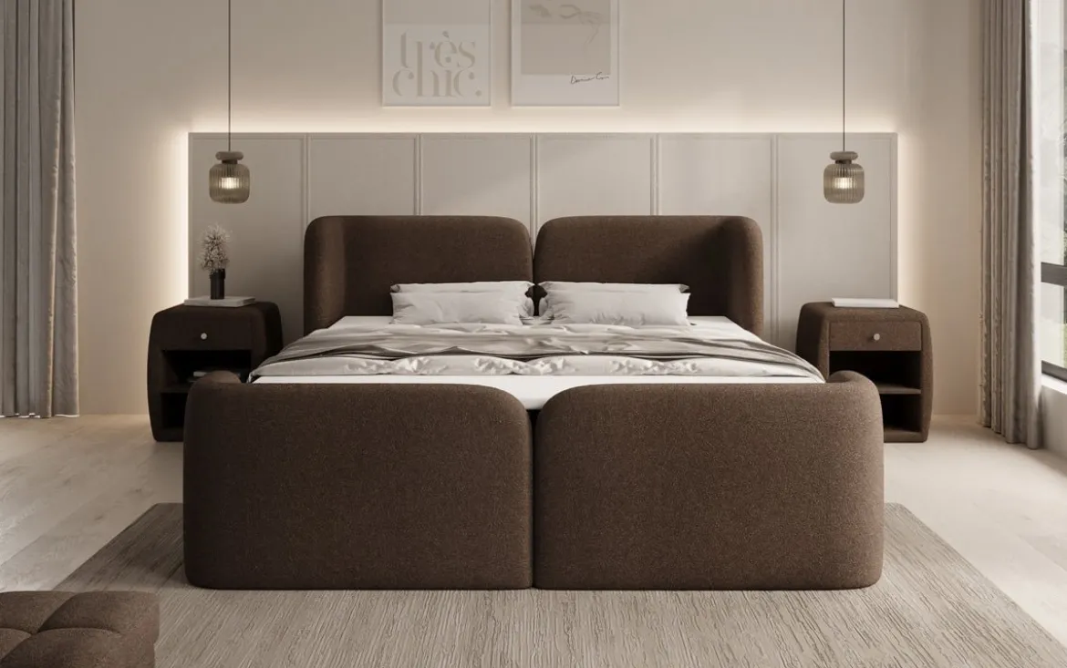 Boxspringbett Riva Bouclé mit Stauraum