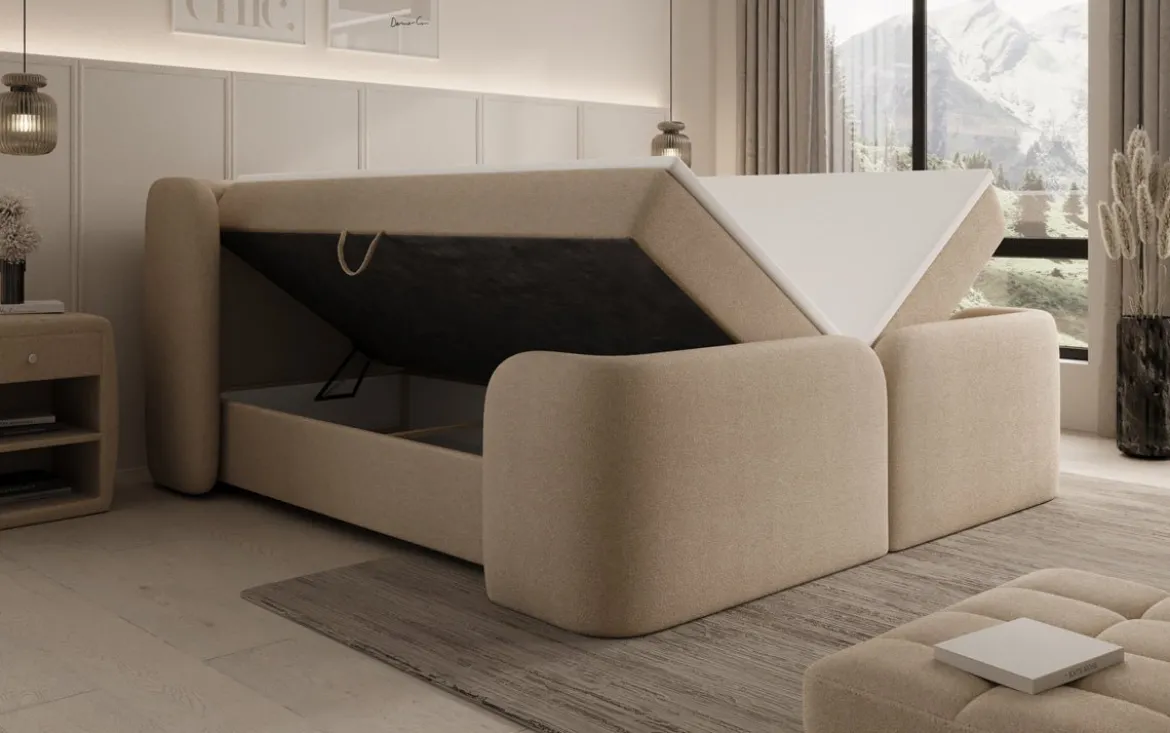 Boxspringbett Riva Bouclé mit Stauraum