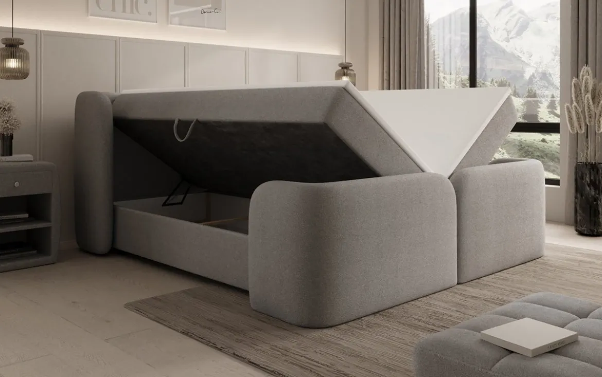 Boxspringbett Riva Bouclé mit Stauraum