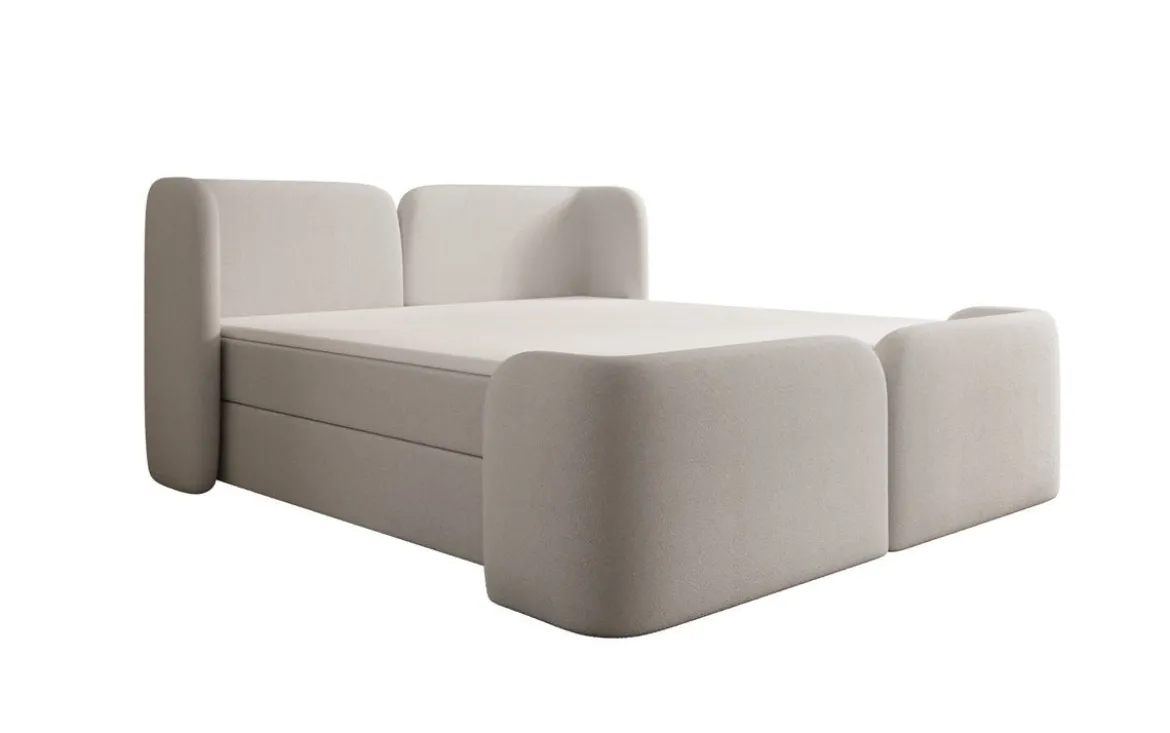 Boxspringbett Riva Bouclé mit Stauraum