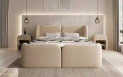 Boxspringbett Riva Bouclé mit Stauraum