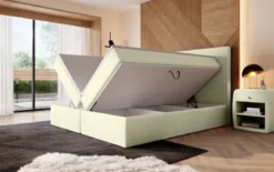 Boxspringbett Sejour Bouclé mit LED u. Stauraum