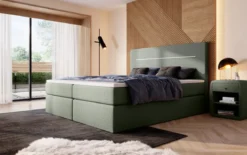 Boxspringbett Sejour Bouclé mit LED u. Stauraum