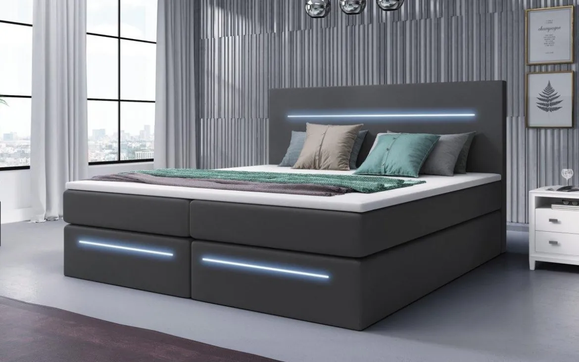 Boxspringbett Sejour mit LED u. Stauraum