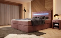 Boxspringbett Sejour mit LED u. Stauraum in Cord