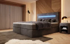 Boxspringbett Sejour mit LED u. Stauraum in Cord