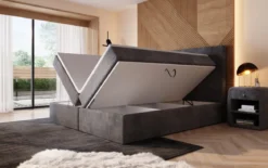 Boxspringbett Sejour mit LED u. Stauraum in Cord