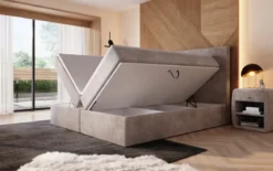 Boxspringbett Sejour mit LED u. Stauraum in Cord
