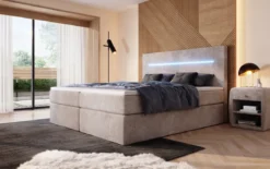 Boxspringbett Sejour mit LED u. Stauraum in Cord