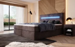Boxspringbett Sejour mit LED u. Stauraum in Cord