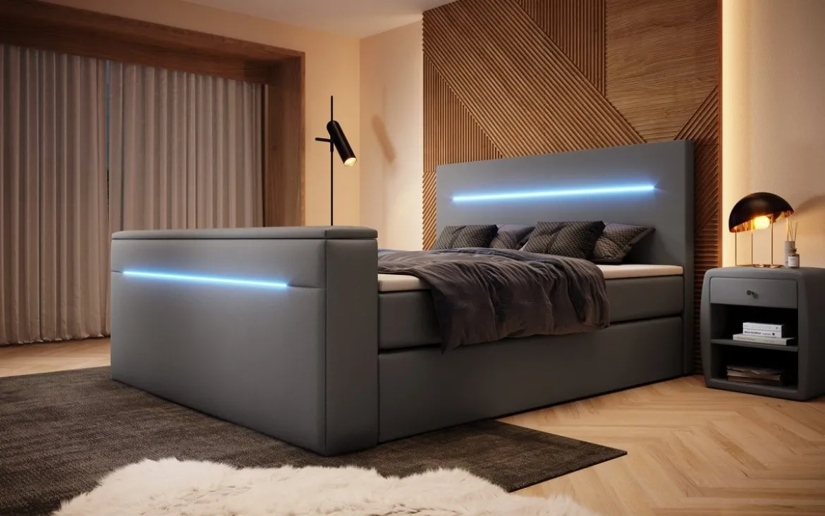 Boxspringbett Sejour mit TV Lift, RGB und Stauraum