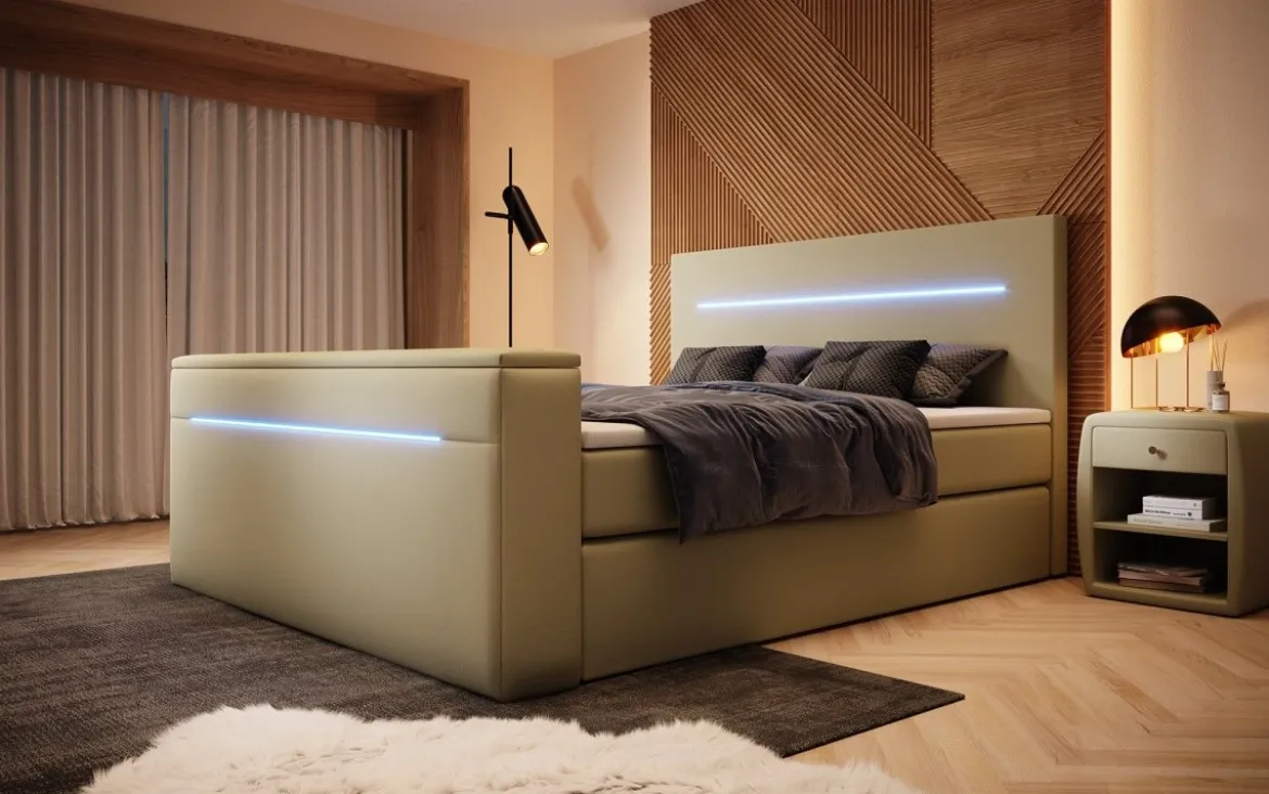 Boxspringbett Sejour mit TV Lift, RGB und Stauraum