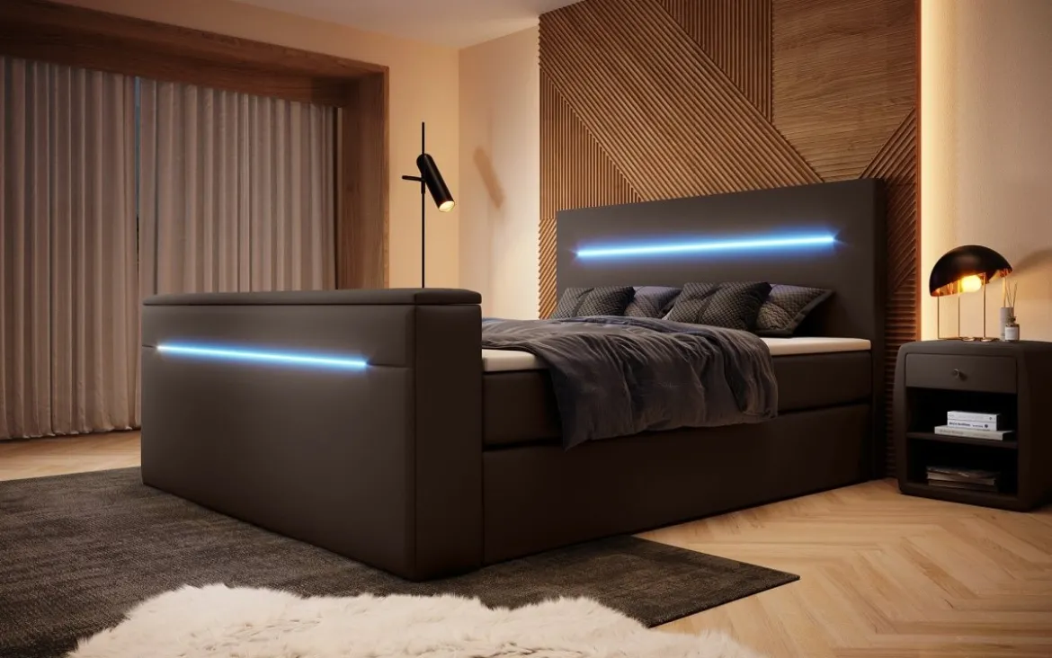 Boxspringbett Sejour mit TV Lift, RGB und Stauraum