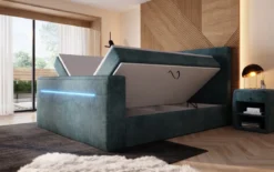 Boxspringbett Sejour mit TV Lift, RGB und Stauraum in Cord