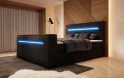 Boxspringbett Sejour mit TV Lift, RGB und Stauraum in Cord