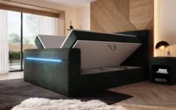 Boxspringbett Sejour mit TV Lift, RGB und Stauraum in Cord