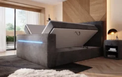Boxspringbett Sejour mit TV Lift, RGB und Stauraum in Cord