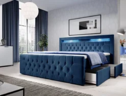 Boxspringbett Sera mit LED und Stauraum (4 Schubladen)