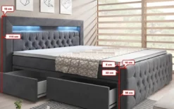 Boxspringbett Sera mit LED und Stauraum (4 Schubladen)