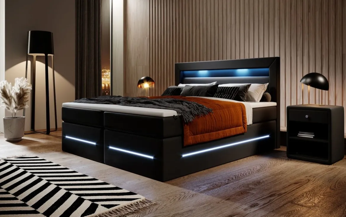 Boxspringbett Sevilla mit LED und Stauraum
