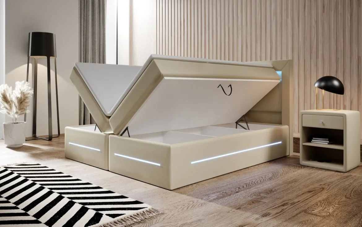 Boxspringbett Sevilla mit LED und Stauraum