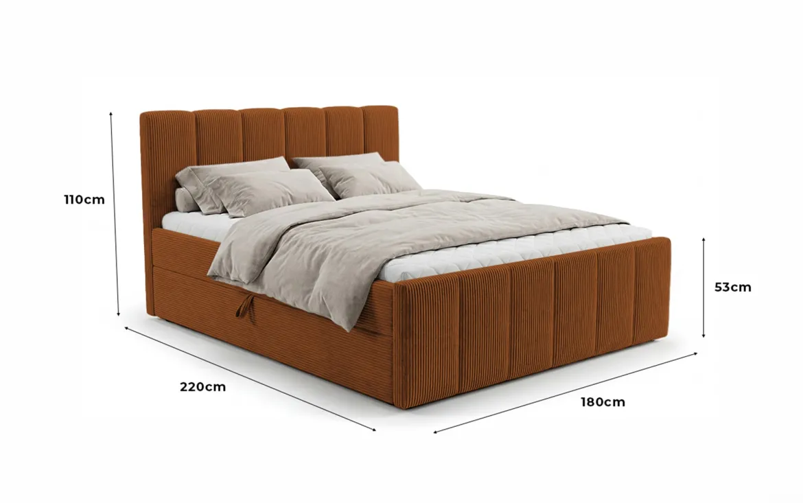 Boxspringbett Siena mit hochklappbarem Stauraum in Cord