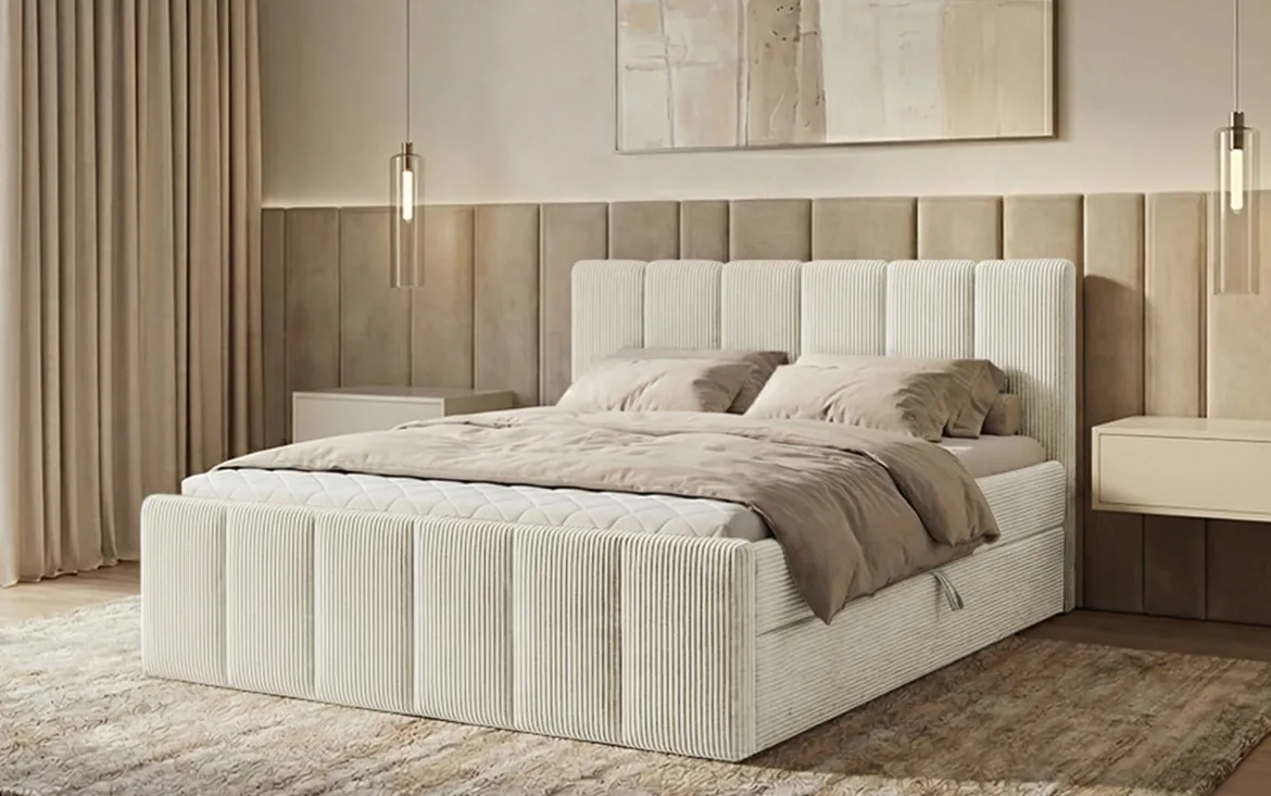 Boxspringbett Siena mit hochklappbarem Stauraum in Cord