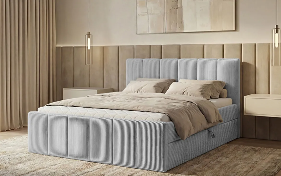 Boxspringbett Siena mit hochklappbarem Stauraum in Cord