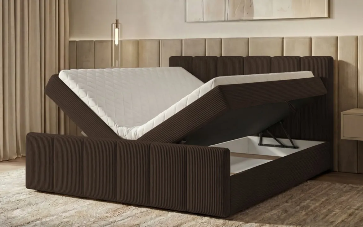 Boxspringbett Siena mit hochklappbarem Stauraum in Cord