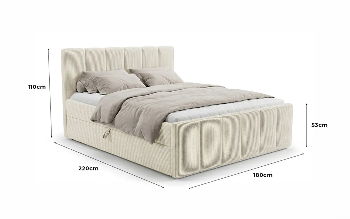 Boxspringbett Siena mit hochklappbarem Stauraum in Cord