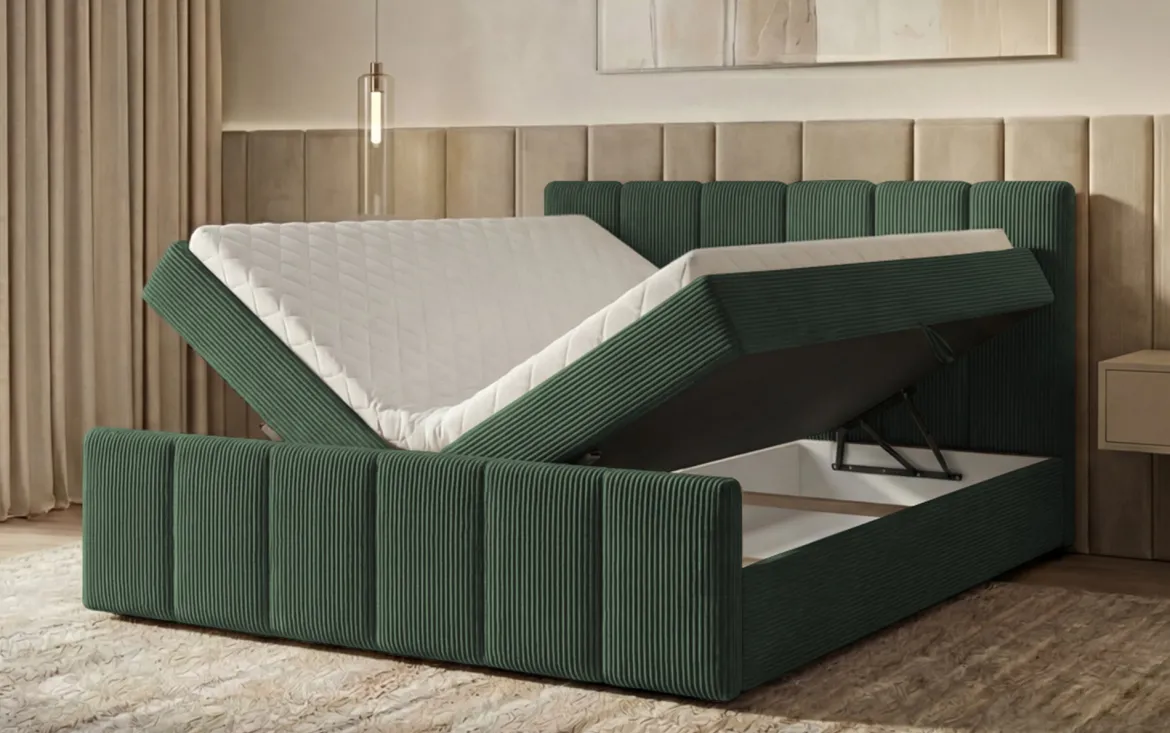 Boxspringbett Siena mit hochklappbarem Stauraum in Cord