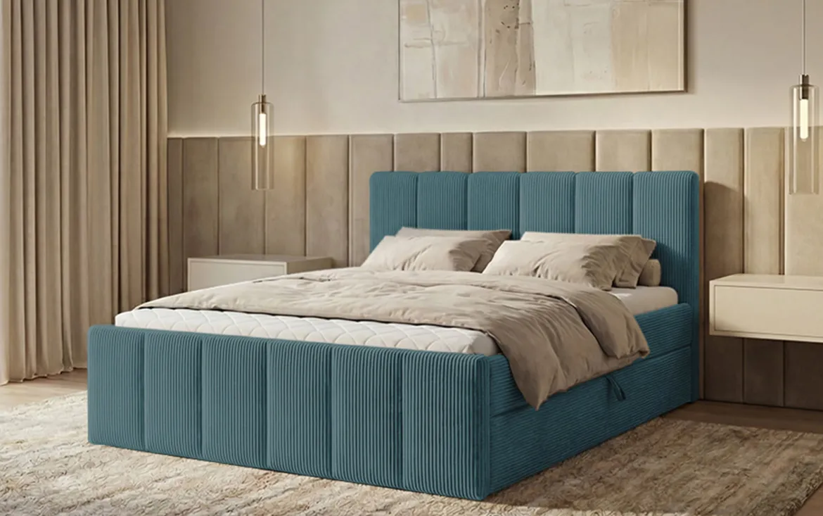 Boxspringbett Siena mit hochklappbarem Stauraum in Cord