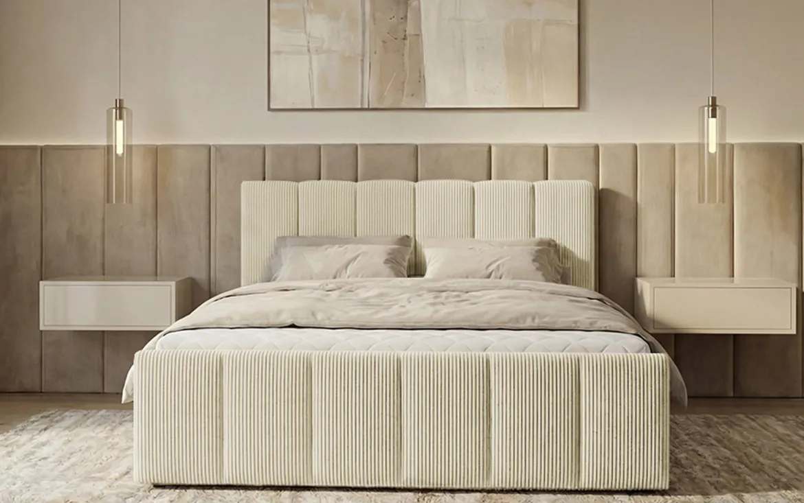 Boxspringbett Siena mit hochklappbarem Stauraum in Cord