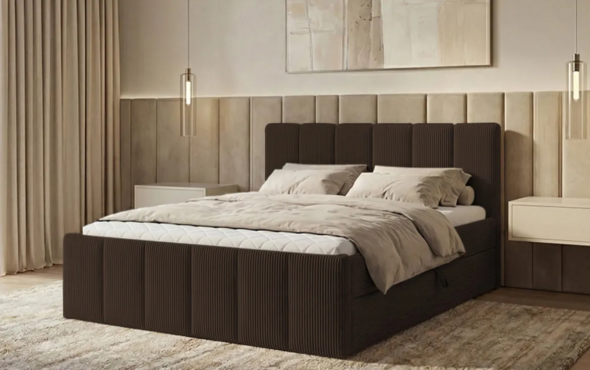 Boxspringbett Siena mit hochklappbarem Stauraum in Cord