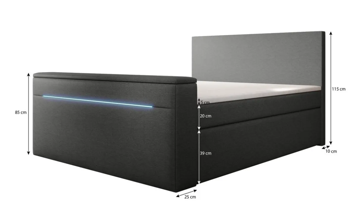 Boxspringbett Simple mit TV Lift und LED