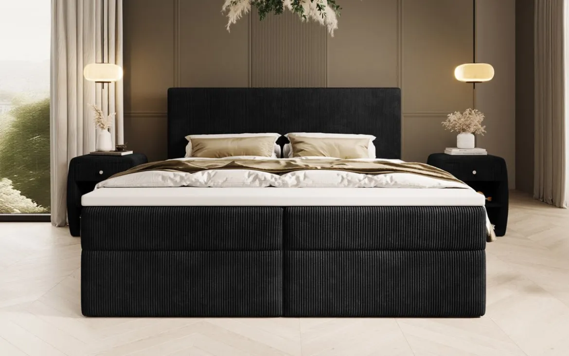 Boxspringbett Soft in Cord mit Stauraum
