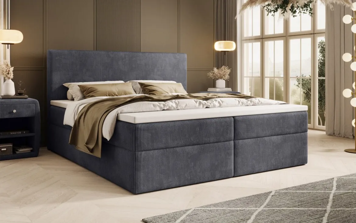 Boxspringbett Soft in Cord mit Stauraum